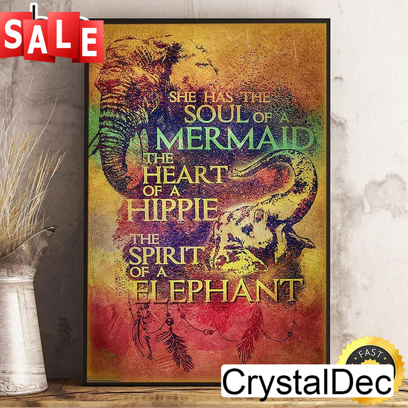 Heart Of Hippie Spirit Of A Elephant Hippie Poster Canvas.jpg