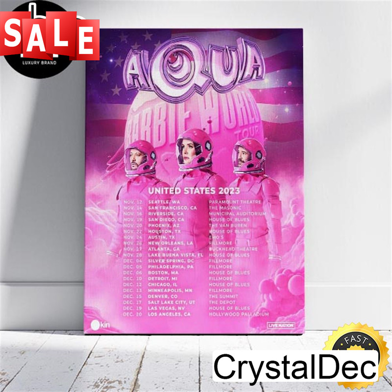 Aqua Barbie World Tour United States 2023 Pink Fan Gifts Home Decor Poster Canvas.jpg