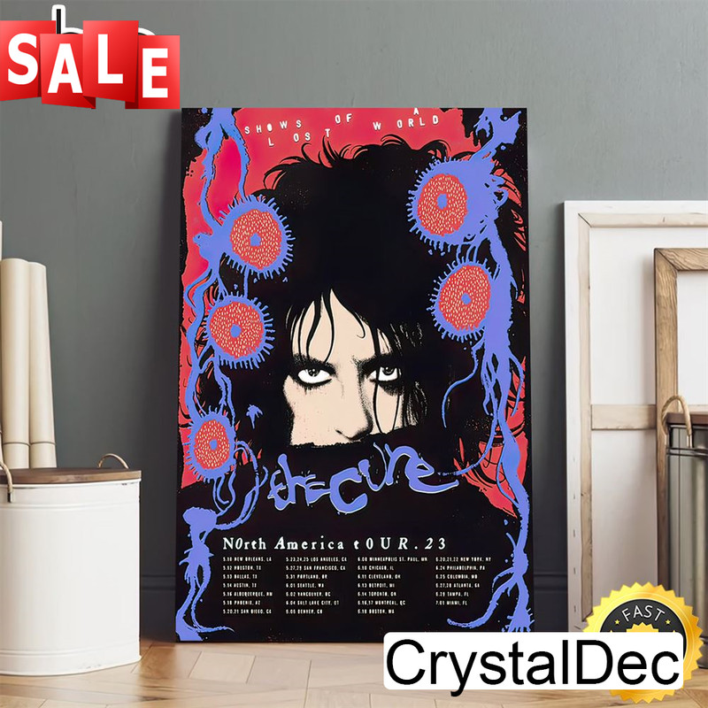 The Cure Shows Of A Lost World Tour 2023 Poster Faded Red - Soft Blue Poster Canvas.jpg
