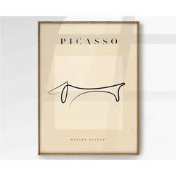pablo picasso poster, dog line art print, abstract line art, contemporary art, minimalist wall art, modern home decor, g