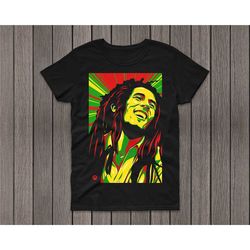 bob marley tshirt, reggae, multi coloured face, jamaica, tee shirt, novelty, birthday gift, christmas gift, women kids t