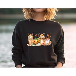 fall coffee shirt,2022 cute fall sweatshirt,coffee lover tee shirt,halloween pumpkin latte drink cup,pumpkin spice shirt