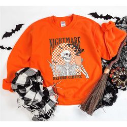 nightmare before coffee shirt, funny halloween shirt skeleton halloween tee,nightmare before tee,fall coffee tee,cofee l