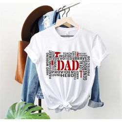 funny dad adjectives shirt, father dad shirt hardworking funny wise strong brave adventurous devoted, father's day gift,