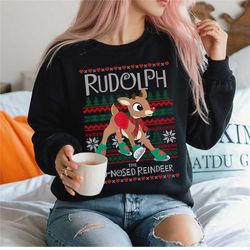 rudolph shirt, the red nosed reindeer christmas sweatshirt, rudolph christmas sweater