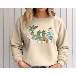 ghost plant lady sweatshirt, halloween plant lady shirt, ghost plant shirt, halloween plants sweatshirt, halloween ghost
