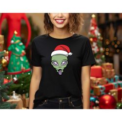 christmas alien sweatshirt, alien santa shirt, funny christmas sweatshirt