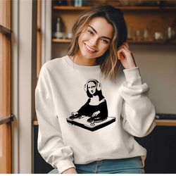 funny dj shirt, dj mona lisa shirt, gift for dj, musician shirt, music lover shirt