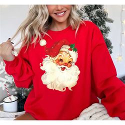 retro santa sweatshirt, vintage santa sweatshirt, retro christmas santa