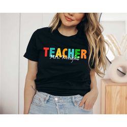 custom teacher shirt customized name teacher shirts, personalized school t-shirt, teacher gift elementary teacher shirt