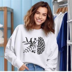 brain anatomy sweatshirt, flower brain mental health floral, nursing student shirt