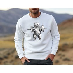 bear lifting shirt, fitness shirt, gym shirt, bodybuilder bear lifting tshirt
