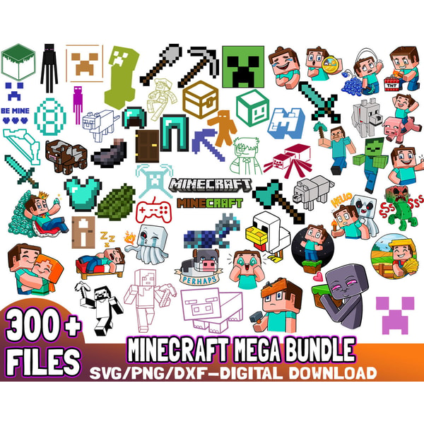 Pink Minecraft Svg Minecraft Mega Bundle 300 SVG, PNG Images | Inspire Uplift