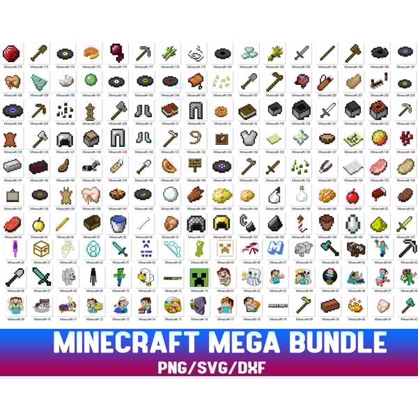 Minecraft Mega Bundle 300 SVG, PNG Images | Inspire Uplift