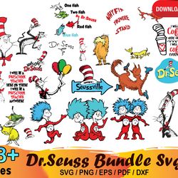 18 dr seuss bundle svg, dr seuss svg, dr seuss hat svg