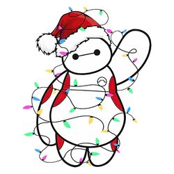 big hero 6 cute santa baymax christmas lights png file digital