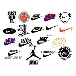 nike logo bundle svg, brand svg, nike swoosh svg, michael jordan svg, just do it svg, nike golf svg, nike l file digital