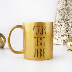 gold custom metallic coffee mug, personalized coffee mug, 11oz gold mug, customizable mug, bridal mug, custom name mug,