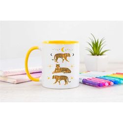 vintage tiger mug, aesthetic tiger mug, oriental tigers, chinese tiger coffee mug cozy, tiger symbol, aesthetic cup, cut