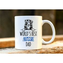 world's best aussie dad. personalised australian shepherd mug. dog lover gift. aussie owner present. gift for dad. gift
