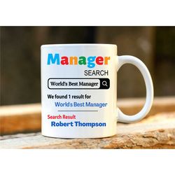 world's best manager mug. personalised manager gift. gift for manager. phd graduation gift. manager present.