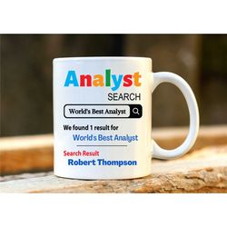 world's best analyst mug. personalised analyst gift. gift for analyst. phd graduation gift. analyst present.