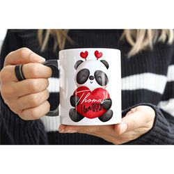valentine panda mug gift, personalised mug, coffee mug gift, valentines gift for him her, boyfriend husband wife girlfri