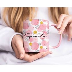 pink personalised name mug, personalised mug, custom name cup, coffee cup gift for her, valentines gift for her, sister
