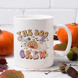 retro halloween coffee mug | cute retro mug | the boo crew | pumpkin mug