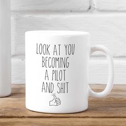pilot gift, gift for pilot, pilot mug, flight school graduate, becoming pilot, aviation school graduate, funny pilot mug