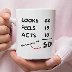 50th birthday gift, 50th birthday mug, 50 birthday glass, mugs for 50th birthday, fifty birthday, 50th birthday coffee m