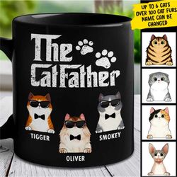 personalized the catfather cat mug gift for cat dad, custom cat name breed mug, father's day gift for cat father, valent