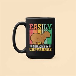 funny capybara gifts, capybara lover mug, easily distracted by capybaras, cute capybara coffee cup, capy lover present,