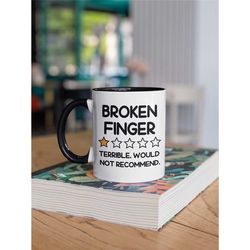broken finger gifts, broken finger mug, funny coffee cup, zero stars terrible would not recommend, zero star review, sym