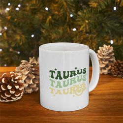 taurus coffee mug, zodiac birthday gift for her, horoscope ceramic mug