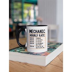mechanic gift, mechanic hourly rate mug, auto mechanic mug, funny mechanic coffee cup, gift idea for new mechanic dad bi