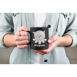 octopuss cat mug, cat octopus, cat humor coffee cup, octopussy octocat, funny cat lover gifts, funny animal pun cup, cat
