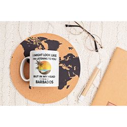 barbados gifts, barbados mug, barbados lover cup, in my head i'm in barbados, funny barbados gift, barbados tourist, bar