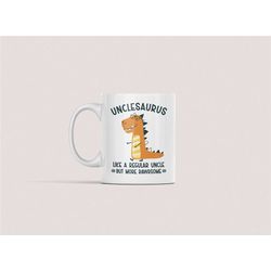 unclesaurus mug, funny uncle gifts, uncle dinosaur coffee cup, cute dinosaur uncle mug, christmas present for uncle, uni