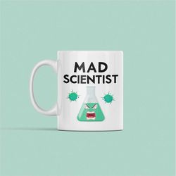 mad scientist mug, scientist gift, funny gift for scientist, funny chemistry mug, science nerd coffee cup, best, science