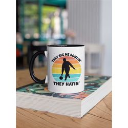 they see me bowling they hating, bowling mug, bowler gift, funny bowling cup, present for bowler, bowling enthusiast cof