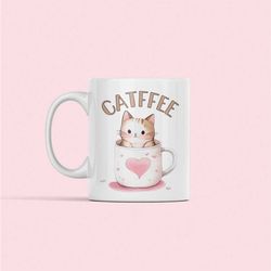 cat coffee mug, catffee mug, catffee gifts, funny cat lover gifts, cat pun cup, cut kitten cup, kitty mug, adorable cat
