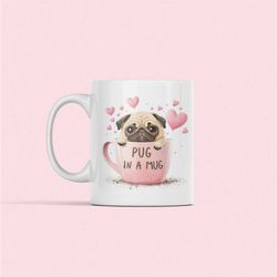 cute pug mug, pug in a mug, funny pug coffee cup, pup in a cup, pug in a cup, funny pug gifts, pug lover mug, pug owner