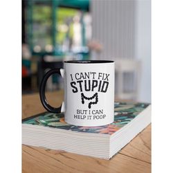 funny gastroenterologist gifts, proctologist mug, intestines cup, gastroenterologist coffee cup, i can't fix stupid but