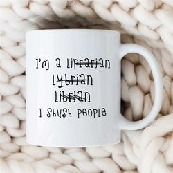 funny 'misspelled' librarian mug, wrong written, library staff, for bookworms, reader, coworker, birthday, appreciation,