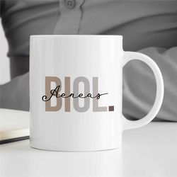personalized biology mug, 'biol.' abbreviation, custom gift for bio graduate, science teacher, men & women, professor ap