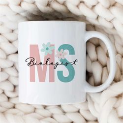 personalized initials, biology mug, custom gift for bio graduate, science teacher, men & women, professor appreciation,