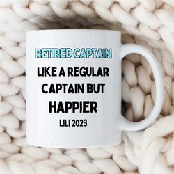 custom 'retired captain' mug, personalized retirement gift for sailor, sea lover, husband appreciation, boyfriend thank