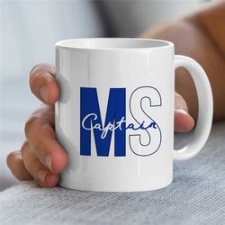 personalized captain's initials mug, custom gift for sailors, sea lover colors, husband appreciation, boyfriend thank yo
