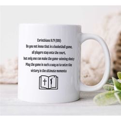 mug for christian baller, bible verse, b-ball gift for boyfriend, sports mug for coach, cup for hooper, birthday present